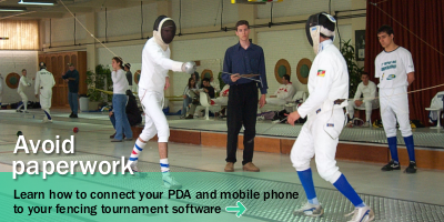 Avoid paperwork. Learn how to connect your PDA and mobile phone to your fencing tournament software